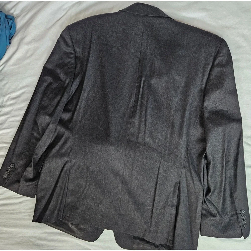 Calvin Klein‎ Mens 48R Blazer Charcoal Gray 100% Wool 2 Button Suit Jacket 48 R